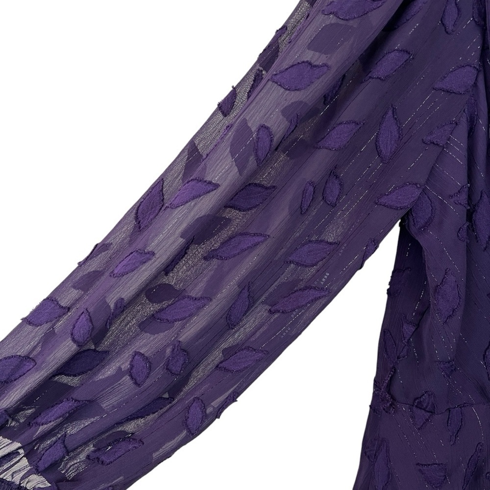 DKNY Women's Purple Balloon-Sleeve V-Neck Dress with belt Size 14 - Picture 3 of 6